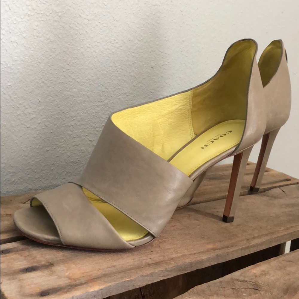 Gray Coach Leather Heels